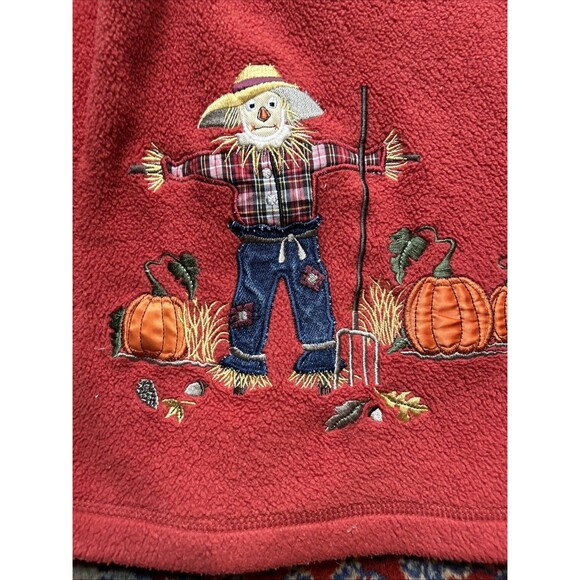 Croft and Barrow Sports Womens Sweater Medium Orange Cardigan Scarecrow Pumpkin - Picture 2 of 8